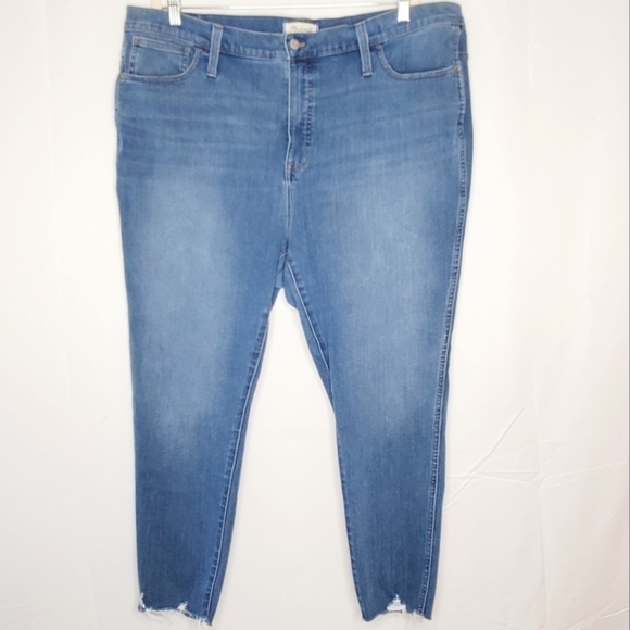 Madewell 10" High Rise Jeggings Size 36 Stretch Denim Jeans Raw Hem Fall - Picture 1 of 16
